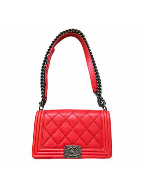 CHANEL Boy Flap Medium Bag – Red Quilted Lambskin with Ruthenium Hardware